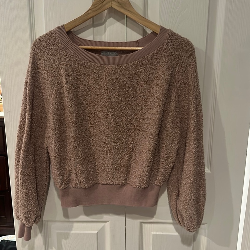 Fuzzy Blush cropped teddy bear sweater